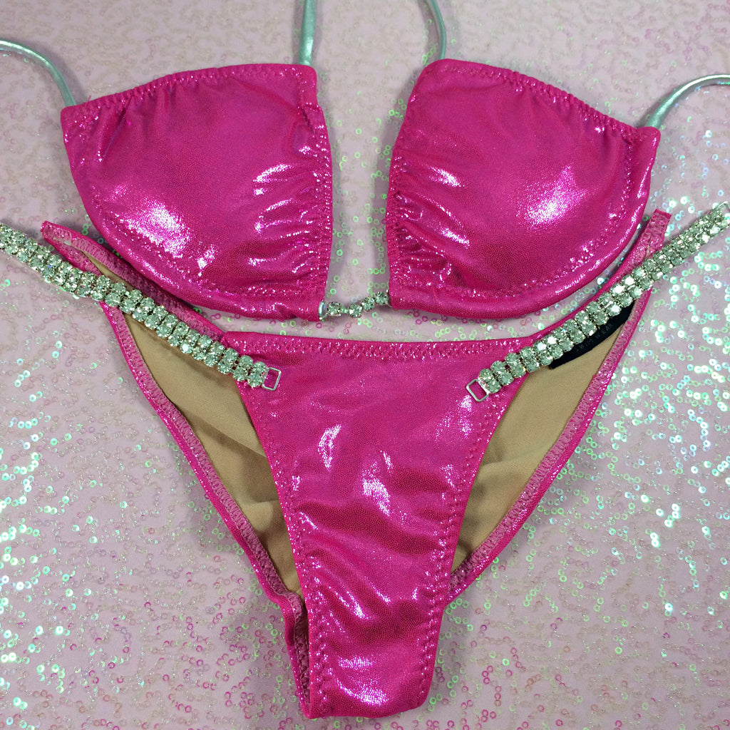 Pink Metallic Brazilian Cheeky Quick Ship