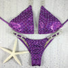 RENTAL #27 New Purple 4 Bling Celebrity Medium skinny Top/mini micro cheeky color crystal upgrade (we size bottoms to your measurement)