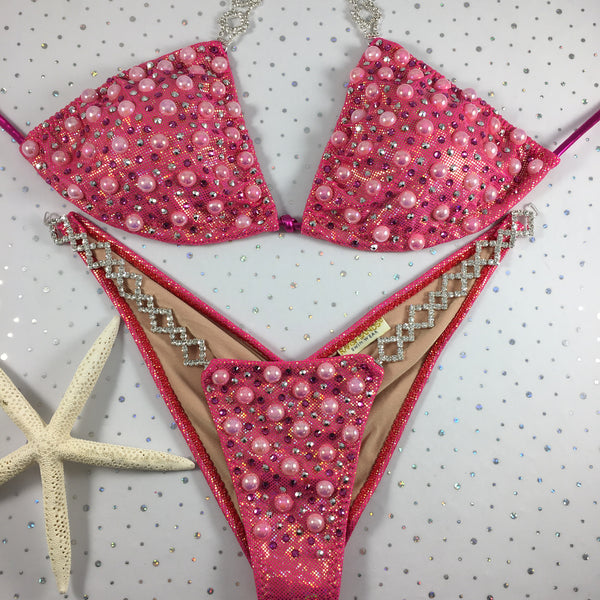 Cherise S.G.Mesmorize Pearl quick ship Large Top / mid coverage cheeky (we size bottoms to your measurements)