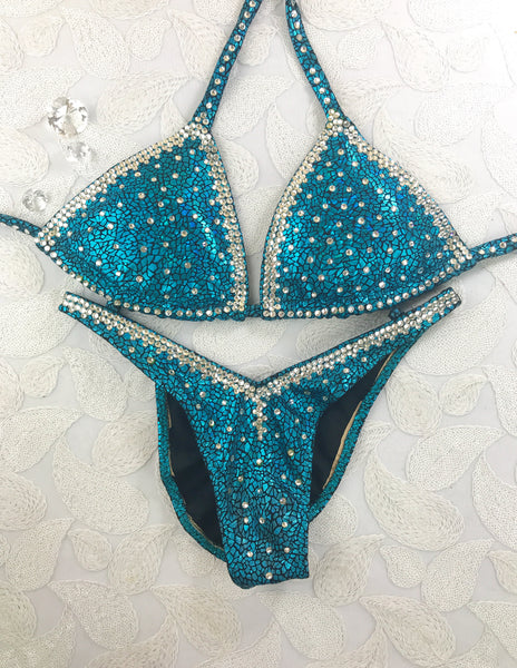 Rental #77 Turquoise Snake Figure B Cup Top/Tina Pro Minus Front/ Tina Minus Butt