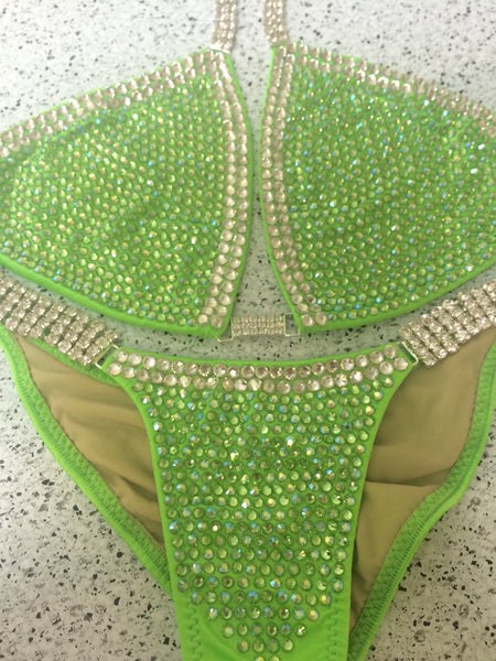 Custom DELUXE clear Trim Luxe Competition bikini with color Competition Bikini