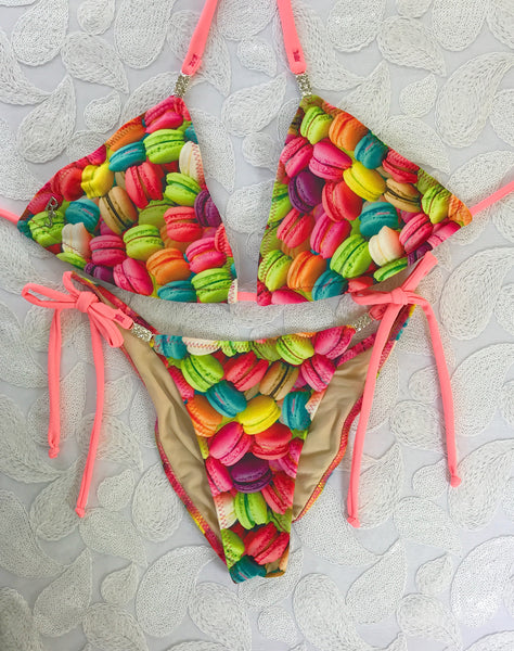Custom Macaron bikini tie string w/Embellishment “Limited time $89.99”Custom Camo Ravish Sands Exclusive (Monogram)***(SUIT SOLD PER PIECE OR SET, price varies)