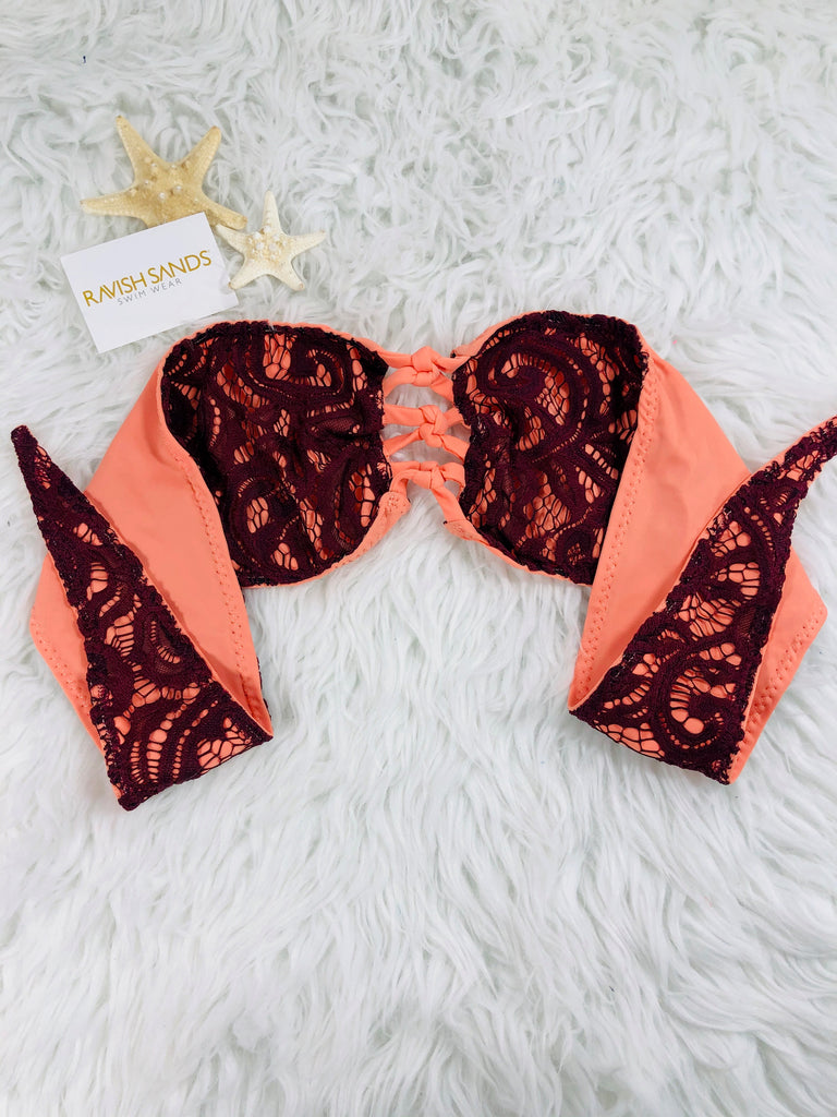 Burgundy Peach Lace 4:1 Flip It Reversible Top Only