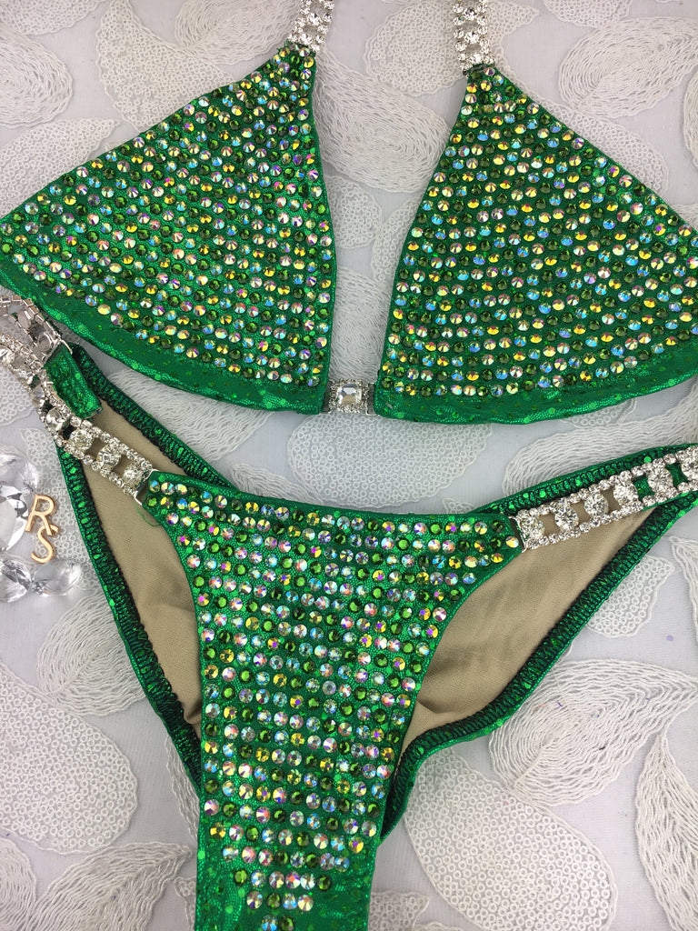 Quick View Competition Bikinis Green Bling Luxe 3-4