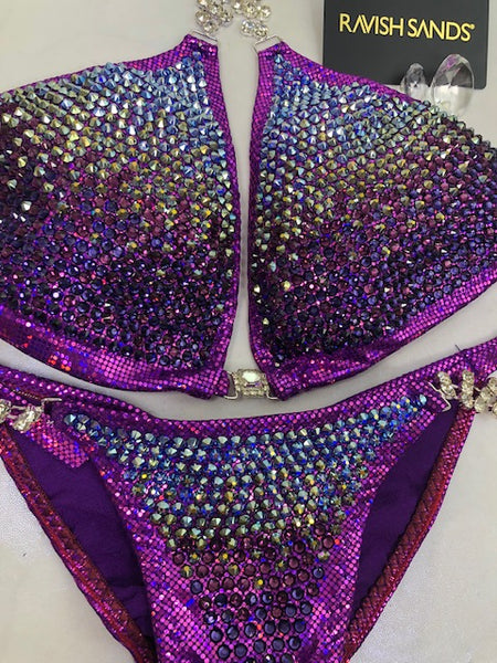 Custom Competition Bikini Purple Fuchsia Gradient Luxe