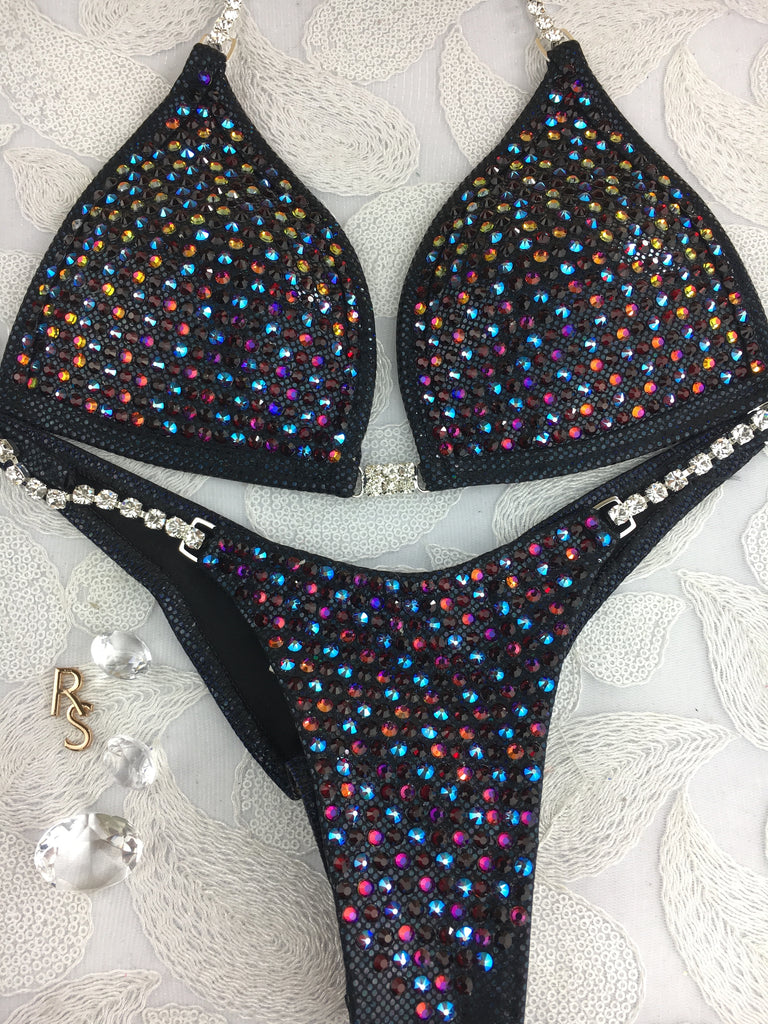 Quick View Competition Bikinis Black Red Unicorn Bling Luxe Crystals Molded cup Swarovski