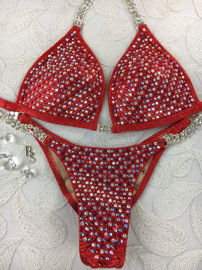 Quick View Competition Bikinis Red Bling Luxe Crystals Molded cup