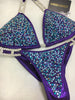 Custom Competition Bikinis Multitone (purple/aqua) exposed fabric trim