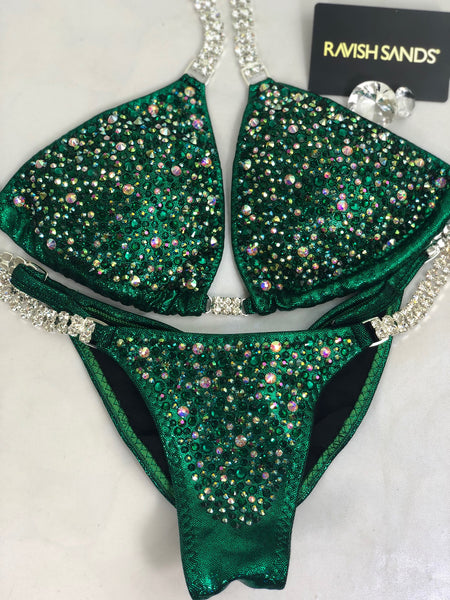 Custom Galaxy Green Competition Bikini