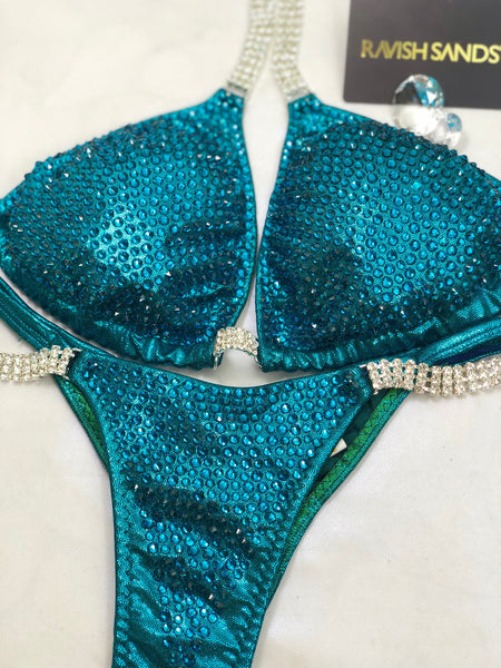 Custom Trinity Luxe w/color upgrade (1solid color crystal-non ab)Competition Bikini