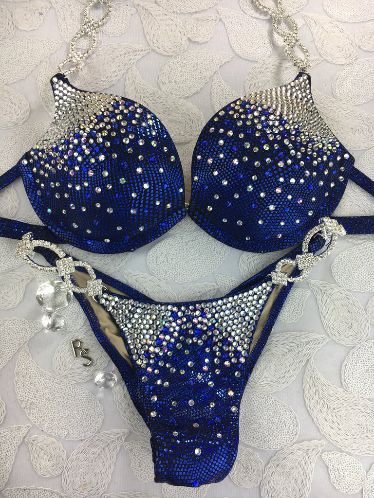 Quick View Competition Bikinis Royal Blue Black Scope Diamond Princess Underwire Bra cup