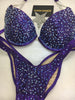Custom Competition Bikinis Purple Bling Luxe Underwire Push up bra Wellness bikini