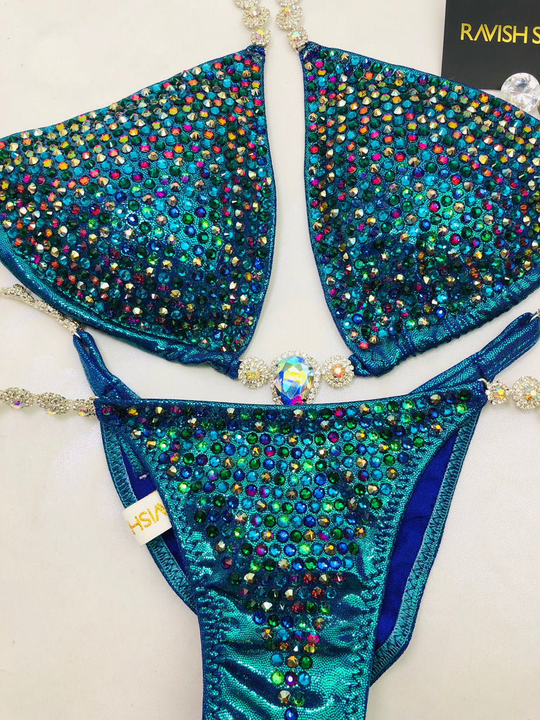 Custom Competition Bikinis Multitone (green/Blues/lava)