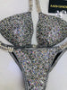 Custom Competition Bikinis Grey/Silver Confetti (Swarovski )