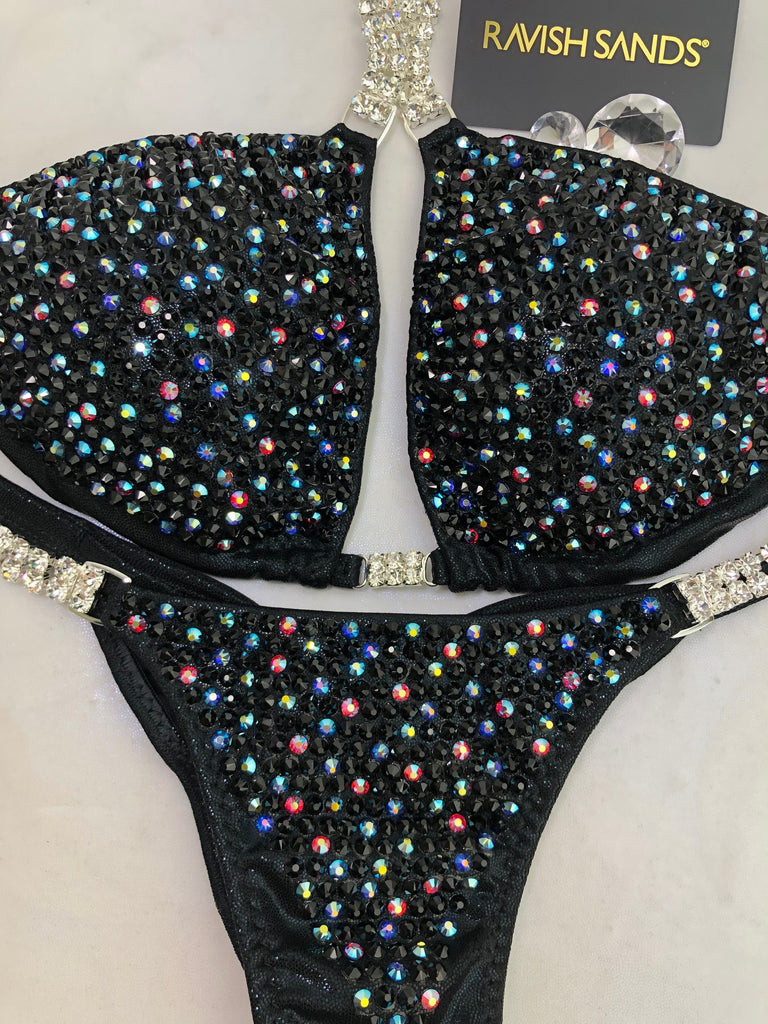 Custom Competition Bikinis Black Bling Luxe