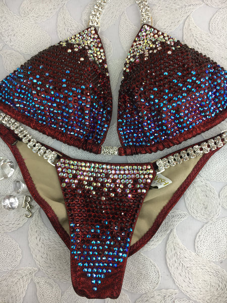 Quick View Competition Bikinis Cranberry Red Gradient  Luxe Swarovski