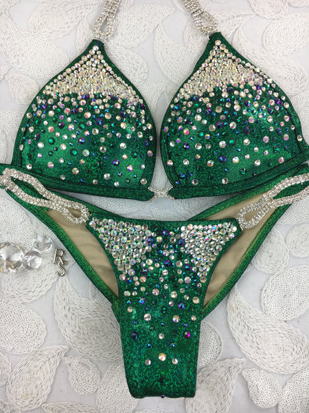 Quick View Competition Bikinis Green Bubbles Diamond Princess Elite MOLDED Cup top
