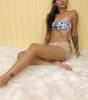 Creme lace  and off white cuff stretch coverup short