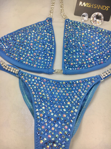 Custom Competition Bikinis Periwinkle Blue/Purple Swarovski