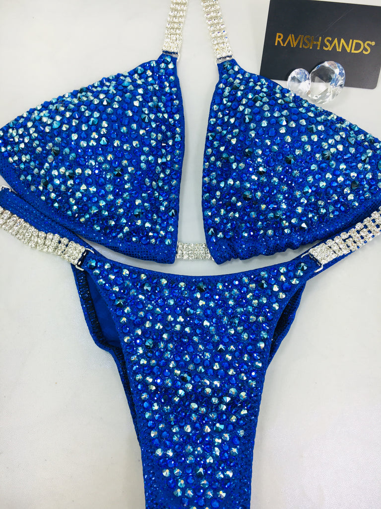 Custom Competition Bikinis Blue Confetti (Swarovski Mix) Priscilla