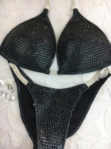 Quick View Competition Bikinis Black Bling Luxe Crystals Molded cup upgrade included Swarovski