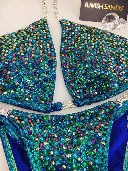 Custom Competition Bikinis Multitone (green/Blues/lava)