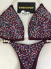 Custom Competition Bikinis Merlot/Burgundy Bling Luxe Swarovski Crystals (Molded cup)