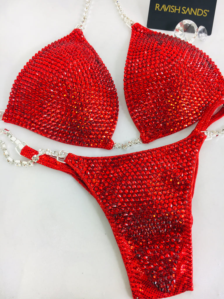 Custom Competition Bikinis Vibrant Red Molded Cup 