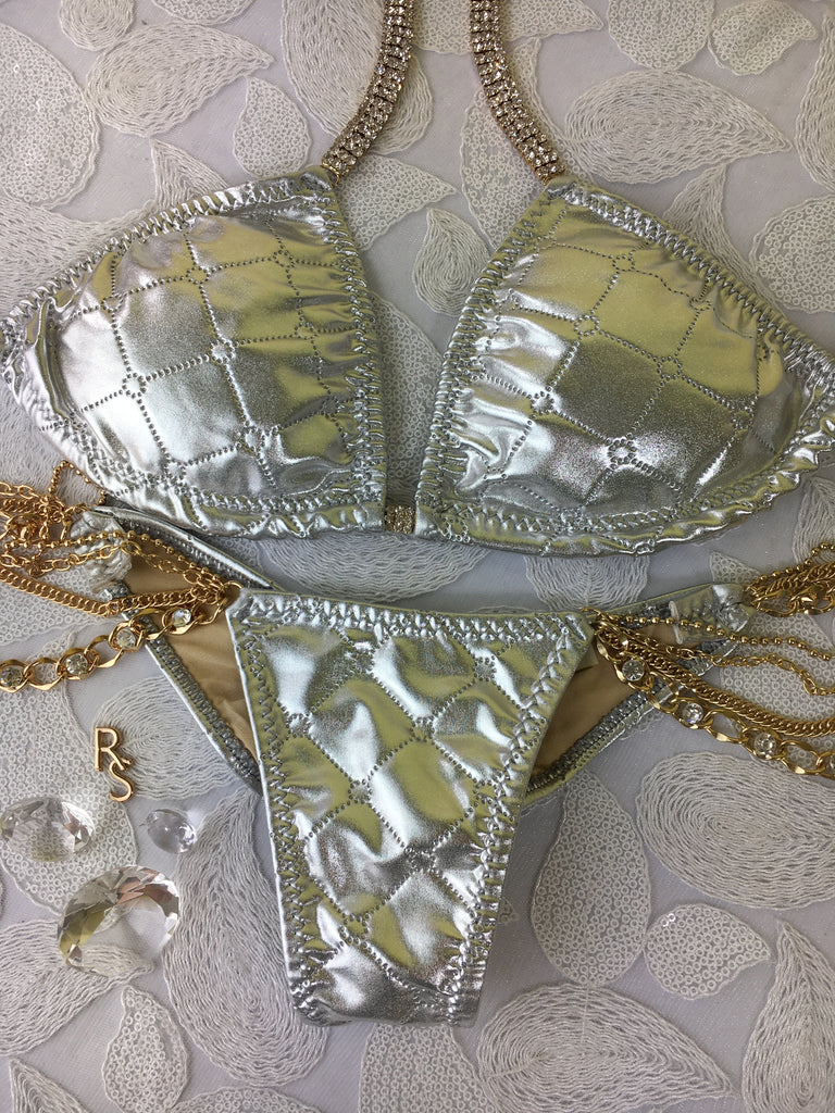 Metallic Silver Quilt MIDCOVERAGE Cheeky Quick Ship