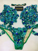 Custom Blue/Teal/Turquoise/Emerald Gem Themewear bikini $699 with choker or bikini and wings $1300