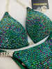 Custom Competition Bikinis Rainbow Emerald Green Molded Cup 