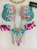 Custom Pastel Teardrop Feather Gem V-cut Bra Themewear bikini $779 or bikini and wings $1300