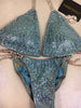 Rental #62 Powder Blue Metallic Small Skinny Top/Micro Cheeky