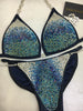 Custom Competition Bikini Dark Blue Sparkle Bubble Deluxe Gradient Ombre