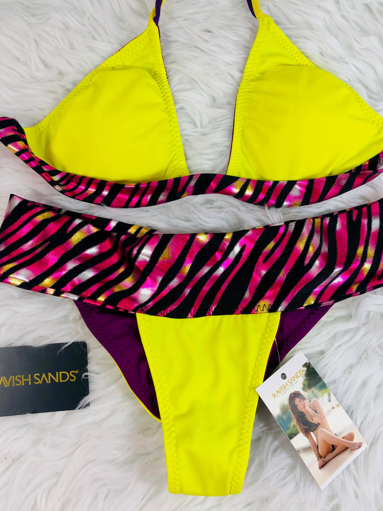 Yellow Fuchsia 4:1 Flip It Reversible Bikini Brazilian Cheeky