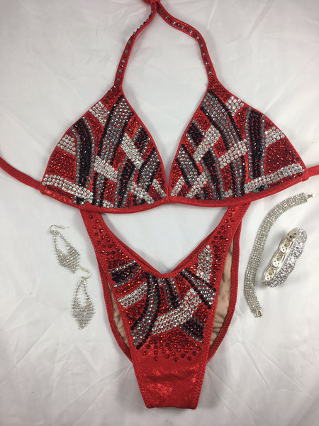 Sennett Deluxe Figure Suit QuickShip- C cup - Red -BlingBlingBottomButt