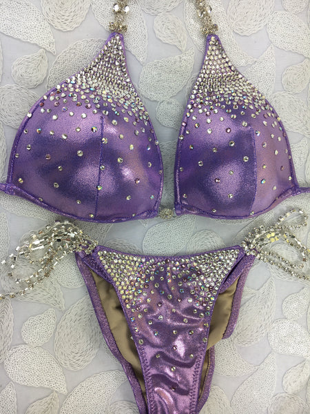 Quick View Competition Bikinis Purple Diamond Princess w/Molded cup 3 tier dangle upgrade