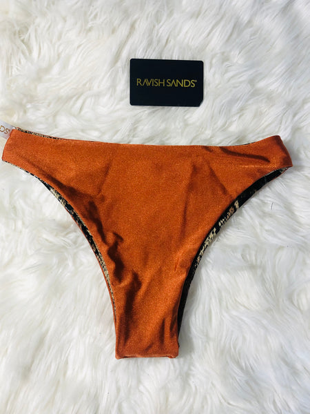 Bottoms Only S/M Copper Black Snake Highwaisted 2:1 Reversible Bikini Brazilian NO Cheeky(Arnold) Bottoms