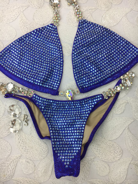 Custom Bling Luxe w/color upgrade (1solid color crystal-non ab)Competition Bikini (available color chart photos below)