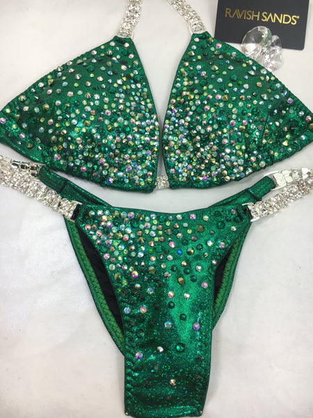 Custom Competition Bikinis Emerald Green Aurora Nights