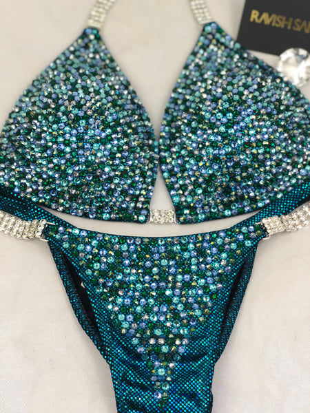 Custom Competition Bikinis Multitone (Turquoise/Green/aqua/light sapphire) Molded cup