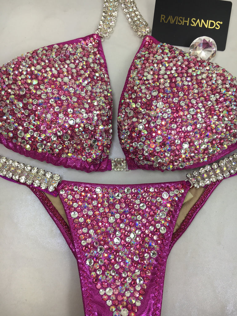 Custom Competition Bikinis Pink Ultimate Bubbles Deluxe Swarovski Mix