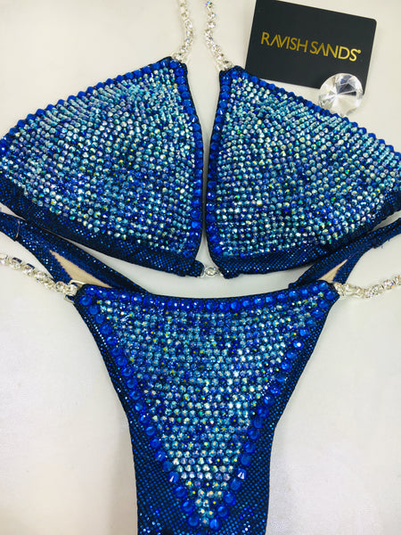 Custom Competition Bikinis Blue Deluxe Dazzle