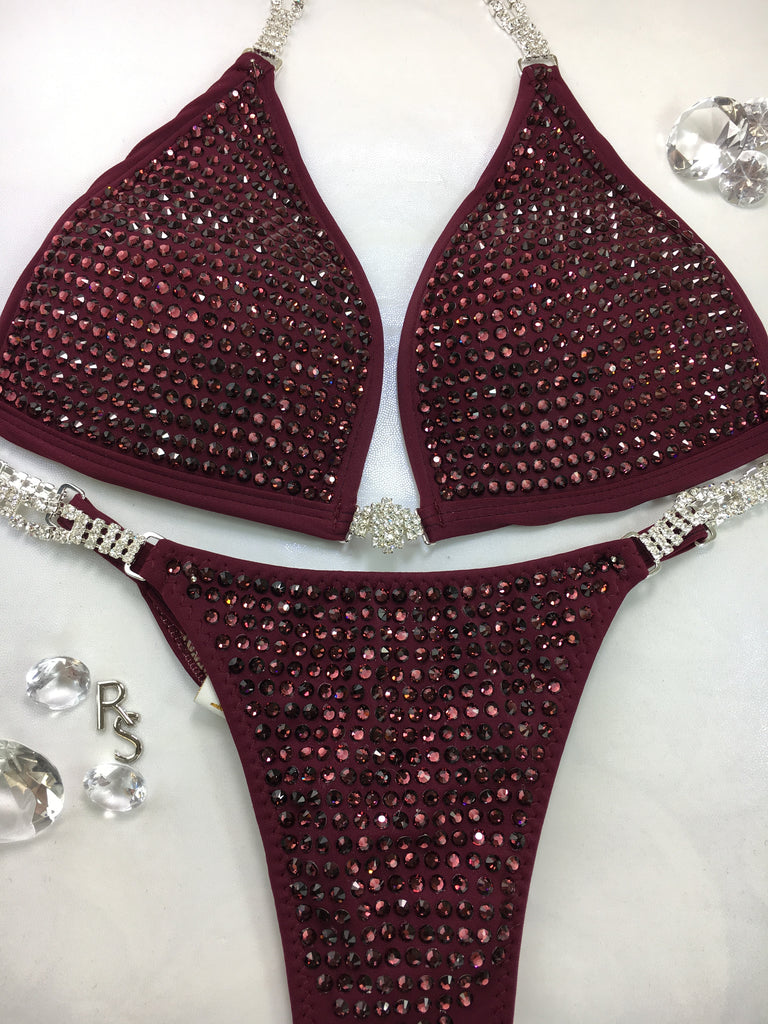 Quick View Competition Bikinis Maroon Merlot Bling Luxe Molded Cup
