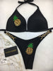 Custom Pineapple Chic Bae, Black Molded Cup w/gold chain accessory
