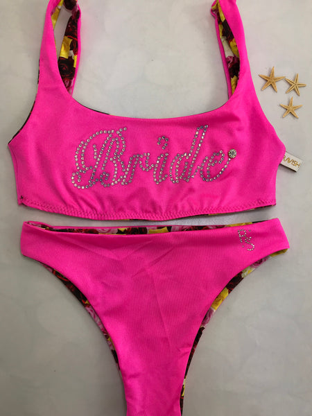 Custom Bride 4:1 Plunge Neck bikini Wedding/Honeymoon***(SUIT SOLD PER PIECE OR SET, price varies) *choose your fabric colors