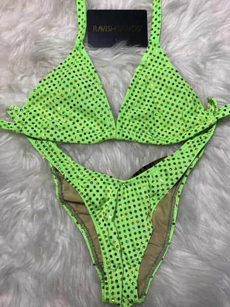Black Friday Lime Green Sequin Dot ELF Tine Pro Front/Tina Pro Back A Cup)Figure suit