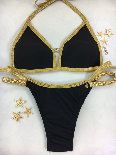 Custom Black Gold braid and rhinestone accent***(SUIT SOLD PER PIECE OR SET, price varies)