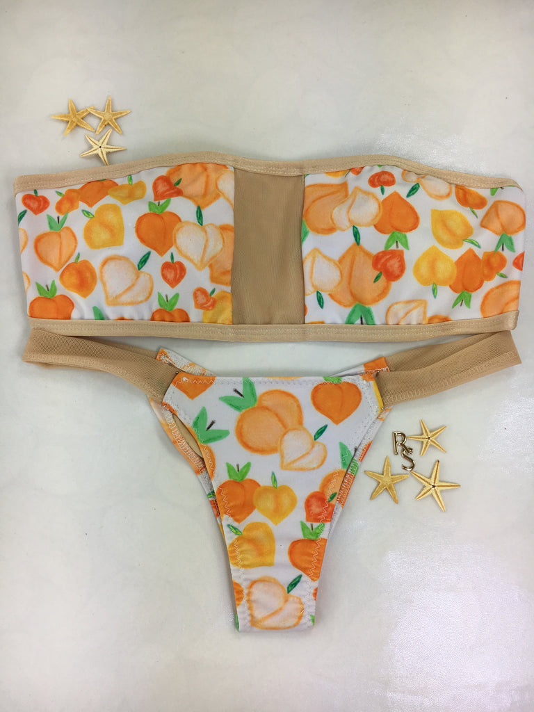 Custom Peaches Strapless/mesh Bikini
