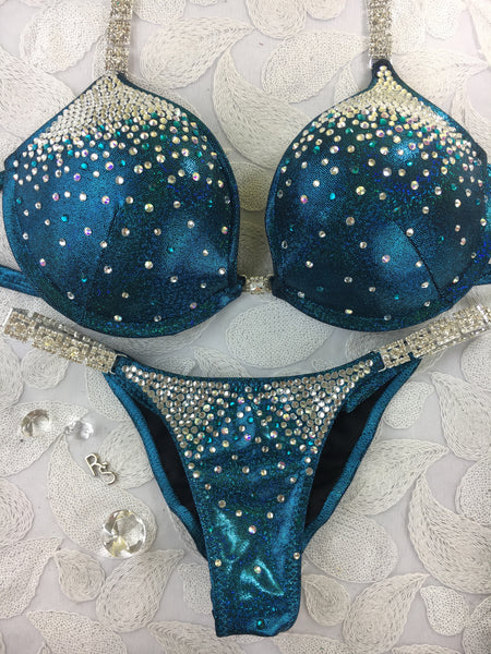 Quick View Competition Bikinis Royal Teal Green Diamond Princess Underwire Bra cup*choose different connectors b/c these are discontinued